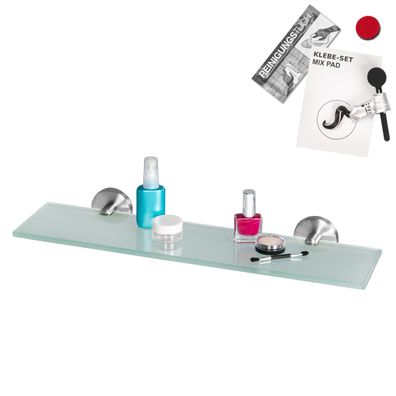 bremermann Bad-Serie PIAZZA - Glasablage inkl. Klebeset, aus Glas und Edelstahl