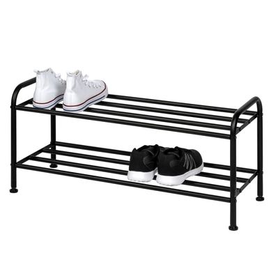 eluno Schuhregal für ca. 8 Paar Schuhe, 2 Ablagen, schwarz ca. 79,5 x 36 x 31 cm