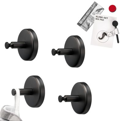 bremermann Bad-Serie PIAZZA BLACK - Handtuchhaken 4er Set mit Klebeset, schwarz