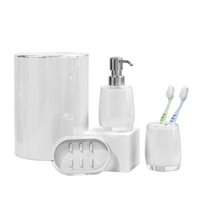 Badezimmer-Set, Zubehör-Set 4-tlg., Kunststoff, Savona weiß