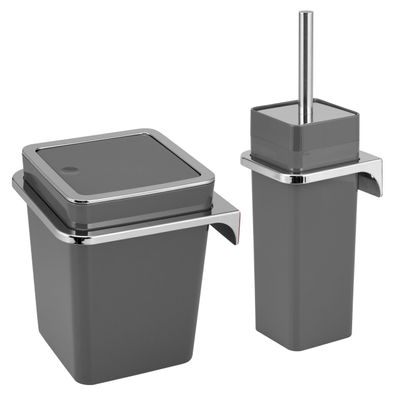 Badezimmer-Set, Zubehör-Set 2-tlg., Kunststoff, Savona grau