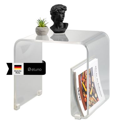 eluno 2in1 Beistelltisch aus transparentem Acryl mit Magazinhalter