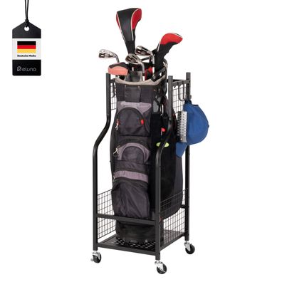eluno Golftaschen-Organizer passend für 1 Golftasche, aus schwarzem Stahl