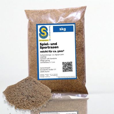 Samenshop24® Spiel- und Sportrasen 1kg für 50m²