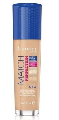 Rimmel Match Perfection Foundation 30ml - True Beige, Vegan & Tierversuchsfrei,
