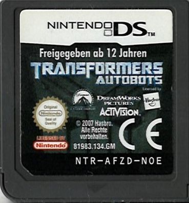 Transformers Autobots Activision Nintendo DS DS Lite DSi 3DS 2DS - Ausfü