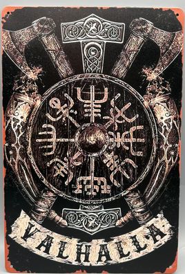 Blechschild-Valhalla-Nordisches Retro Schild-20x30cm-Deko/Bar