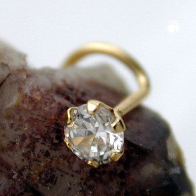Nasenstecker 3mm Zirkonia 18Kt GOLD, Nasenschmuck funkelnder Hingucker