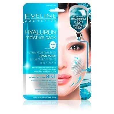 Eveline Sheet Maske Hyaluron Ultimative Feuchtigkeitsbooster, 1 Stueck