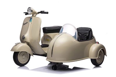 Elektro Kinder Motorrad Vespa 150 VL1T mit Beiwagen 2x35W 12V 7A