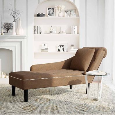 vidaXL Chaiselongue mit Kissen und Rechter Armlehne Braun Kunstleder