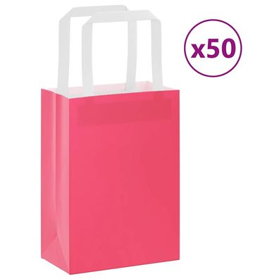 vidaXL Papiertragetaschen 50 Stk. mit Henkeln Rosa 15x8x21 cm