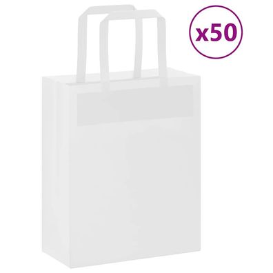 vidaXL Papiertragetaschen 50 Stk. mit Henkeln Weiß 18x8x22 cm