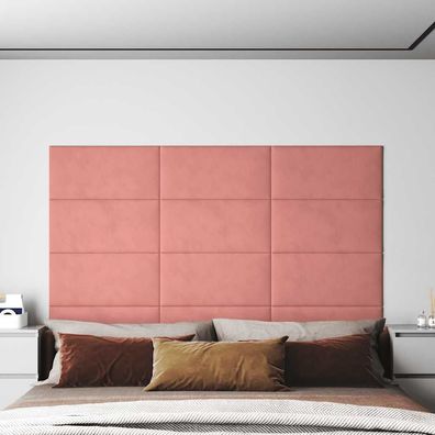 vidaXL Wandpaneele 12 Stk. Rosa 60x30 cm Samt 2,16 m²