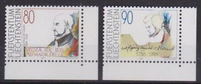 Liechtenstein 1991 postfrisch MiNr. 1013-1014 Ignatius von Loyola / W. A. Mozart