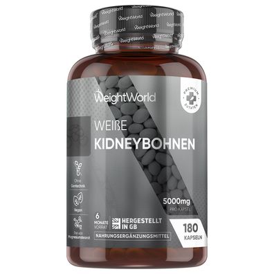 Kidneybohnen Extrakt 5000mg -180 vegane Kapseln - 6 Monate Vorrat - WeightWorld
