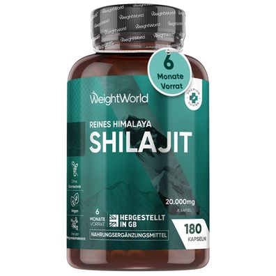 Reines Himalaya Shillajit (Mumijo) - 20.000mg - 180 vegane Kapseln für 6 MonateVorrat