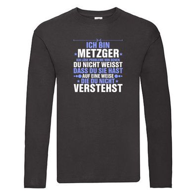 Löse Probleme: Metzger | Fleischer | Metzgerei v3 Long Sleeve Schwarz