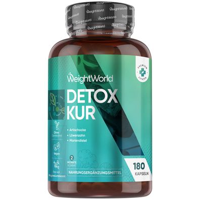 Detox Kur mit Artischocke, Mariendistel, Löwenzahn - 180 vegane Kapseln - WeightWorld