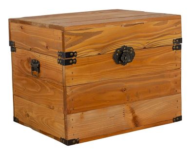 Holztruhe mit Deckel Elsa Ocker Schatztruhe Holzkiste Aufbewahrungskiste Truhenkiste