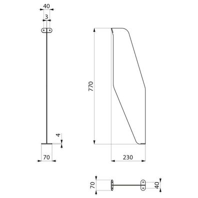 Delabie Schamwand für Urinalrinne LP bodenstehend Edelstahl 1.4301 sat