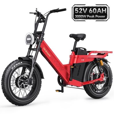 Cargo Ebike 38MPH 200 Meilen Langstrecken Elektrofahrräder Doppelfederung Peak 3000W
