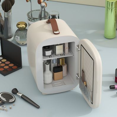 4L Mini-Kühlschrank mit Heizfunktion für Kosmetik & Getränke, tragbar, cremeweiß