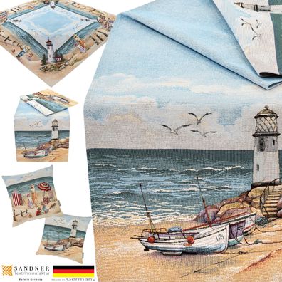 Tischdecke Tischläufer Kissenbezüge Maritim Gobelin Sommer Sandner Ostseestrand