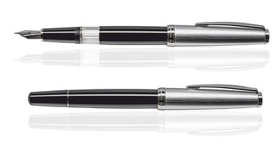 CLEO Classic Metall Kolbenfüllhalter Schwarz, Edelharz