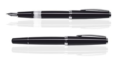 CLEO Classic Palladium Kolbenfüllhalter, Schwarz