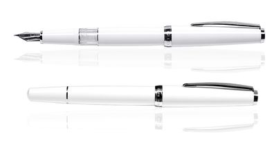 CLEO Classic Palladium Kolbenfüllhalter, Weiß