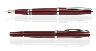 CLEO Classic Palladium Kolbenfüllhalter Bordeaux, 14k Goldfeder
