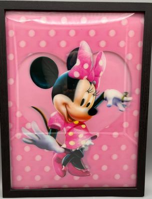 3D-Bild/Effekt-Mini Maus-Herz-Rosa-30x40cm-mit Rahmen