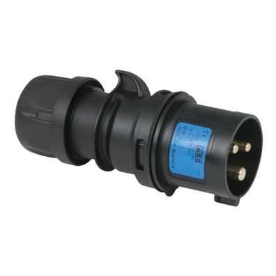 PCE CEE 16 A/240 V - 3P Plug male Schwarz - Turbo Terminal - screwless - IP44