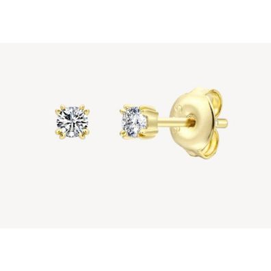 Ohrstecker - Silber gold - Zirkonia Krappe 3,8mm