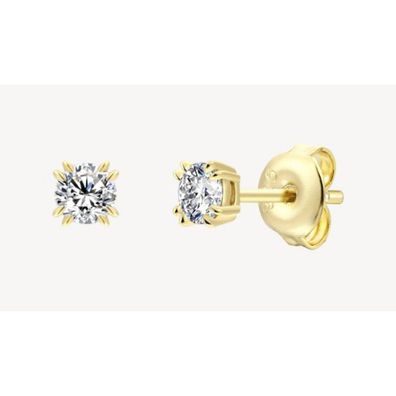 Ohrstecker - Silber gold - Zirkonia Krappe 4,6mm