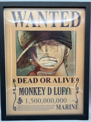 3D-Bild/Effekt-Flip-Anime-One Piece-Ruffy, orro-Wanted-30x40cm-mit Rahmen