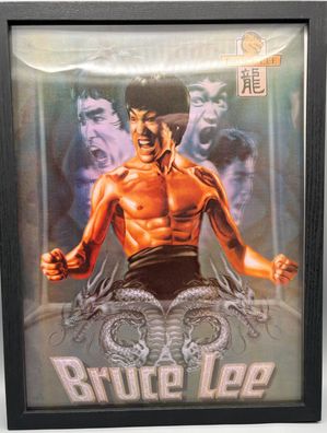 3D-Bild/Effekt-Legende-Kung Fu-Bruce Lee-30x40cm-mit Rahmen