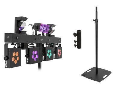 Eurolite LED KLS Scan Pro Next FX Lichtset + BPS-3 Boxenhochständer sw