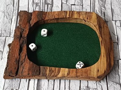 L2 Würfelbrett Holz Würfel Filz Würfelteller groß Würfelschale Unikat Spielbrett