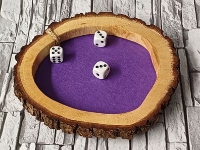 K9 Würfelbrett Holz Würfel Filz Würfelteller Unikat Spielbrett Filzbelag rund