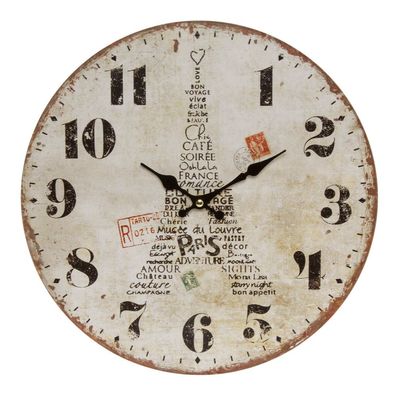 Wanduhr Eiffelturm antik weiß Paris shabby chic D34cm Uhr im Landhausstil