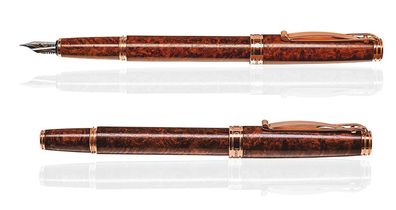 CLEO Füllfederhalter Natura Amboina Maser 18 K
