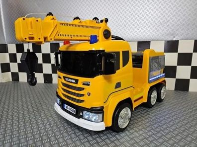 Elektro Kinderfahrzeug Kranauto, Kranwagen mit Allrad, Elektro-Auto für Kinder, Einsa