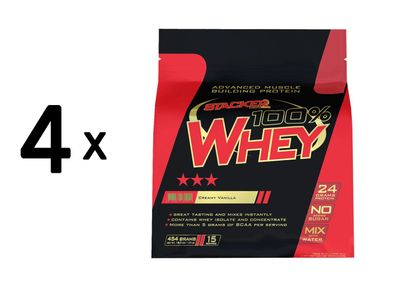 4 x Stacker2 100% Whey (454g) Creamy Vanilla