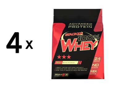4 x Stacker2 100% Whey (908g) Banana Milkshake