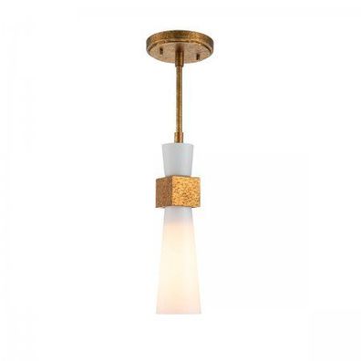 Elstead Lighting Kristy Pendelleuchte 1-flammig Antik Gold Opalglas