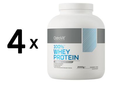 4 x OstroVit 100% Whey Protein, Strawberry Cream - 2000g