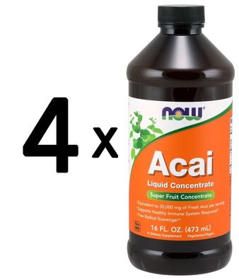 4 x NOW Foods Acai, Liquid Concentrate - 473 ml