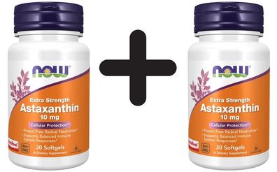2 x NOW Foods Astaxanthin Extra Strength, 10mg - 30 softgels